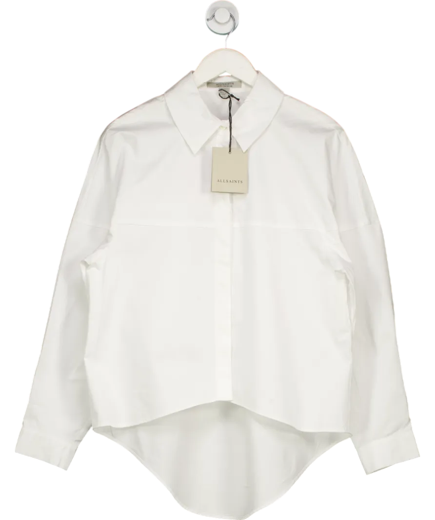 AllSaints White Toria Dipped Hem Shirt UK 10