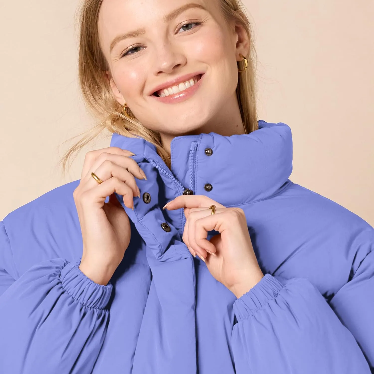 Amazon Essentials Women's Cropped Full-Zip Puffer Jacket (Quilted Matte or Sherpa Fleece)