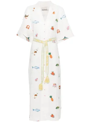 Blue Marlin Embroidered Dress