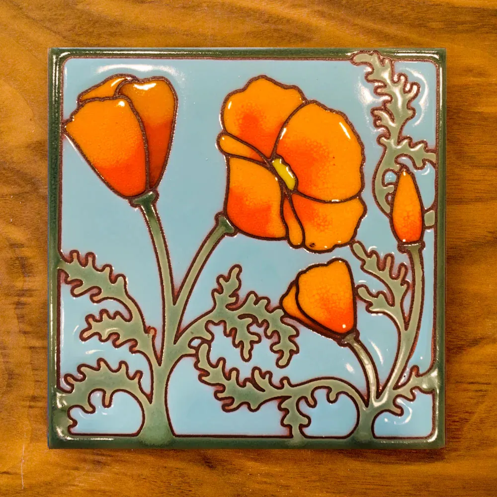 California Poppy 6" x 6" Tile