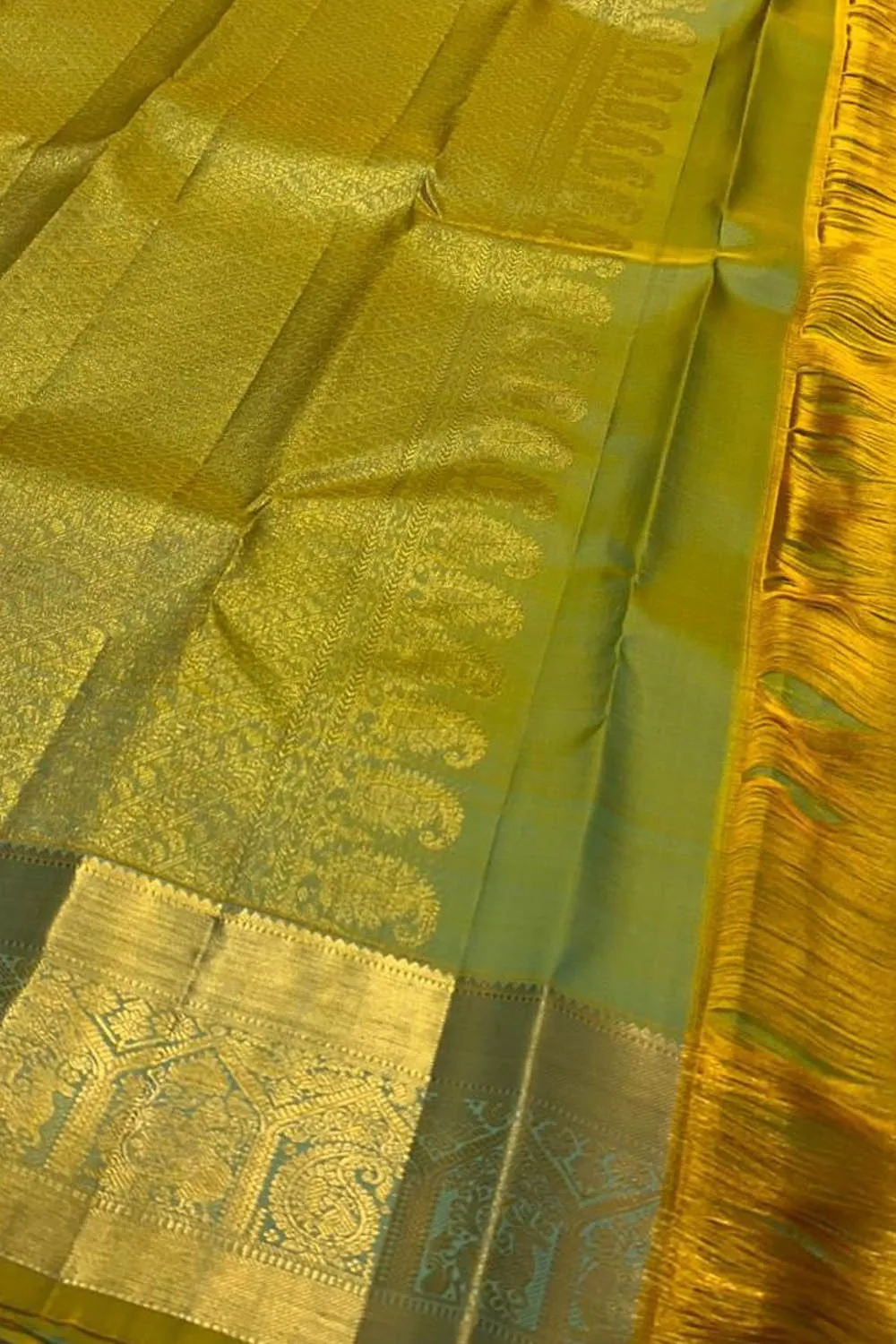 Green & Blue Kanjeevaram Silk Saree