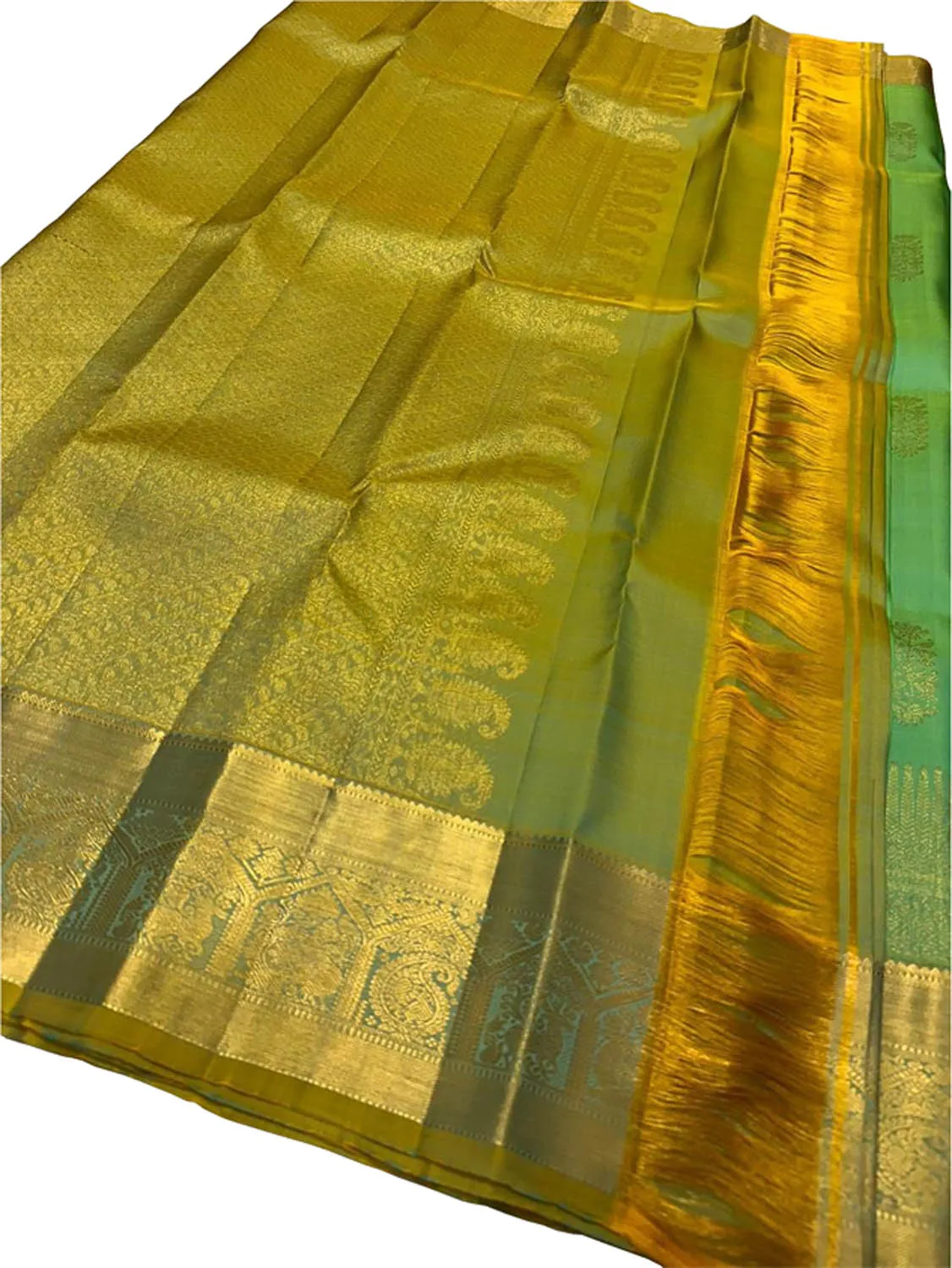 Green & Blue Kanjeevaram Silk Saree