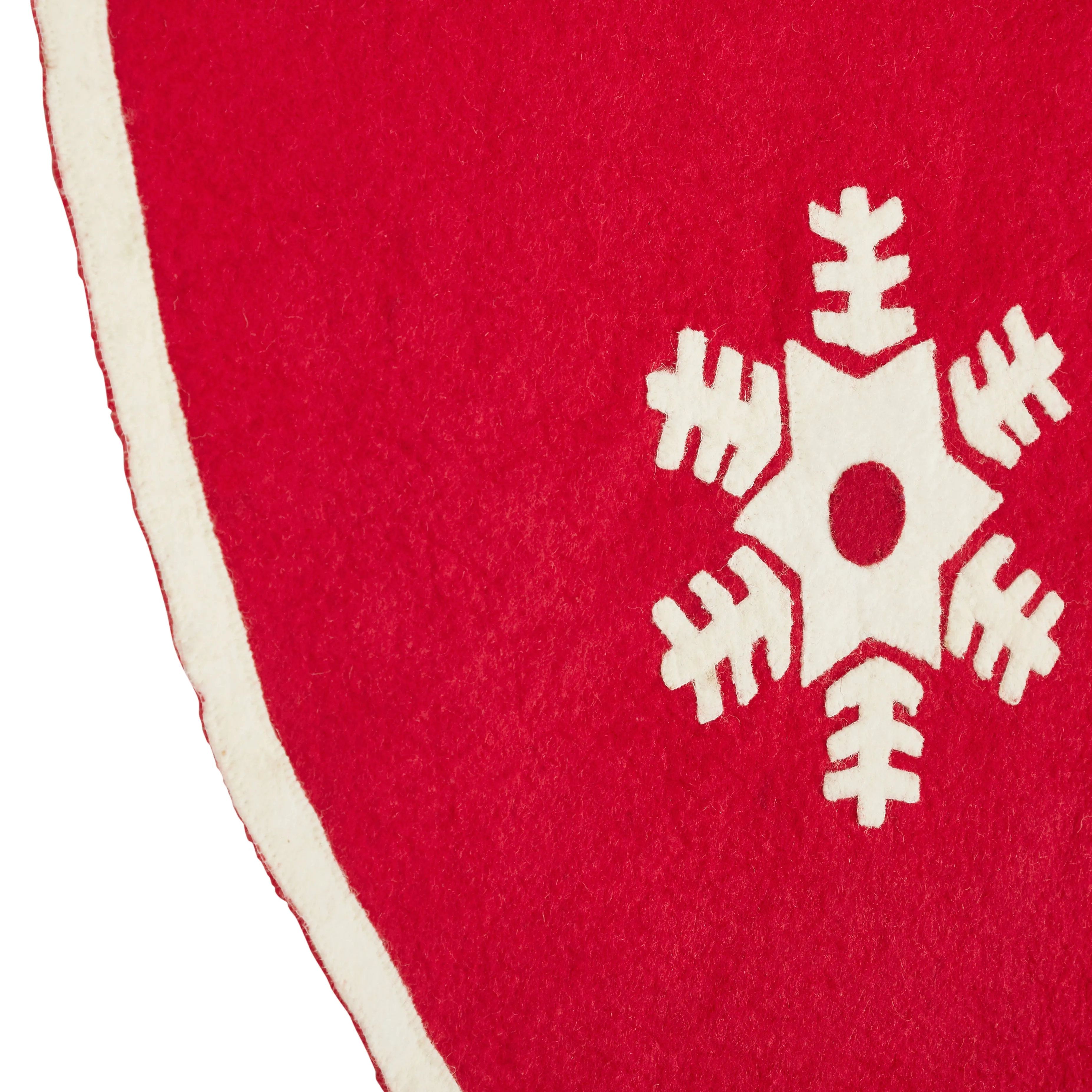 Handmade Christmas Tree Skirt in Felt - Snowflakes on Red  - 60" / 72"