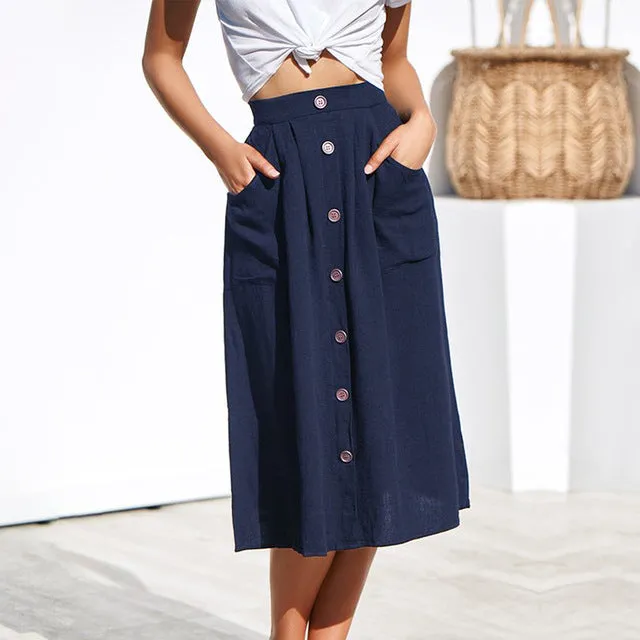 High Waist Pure Color Skirts