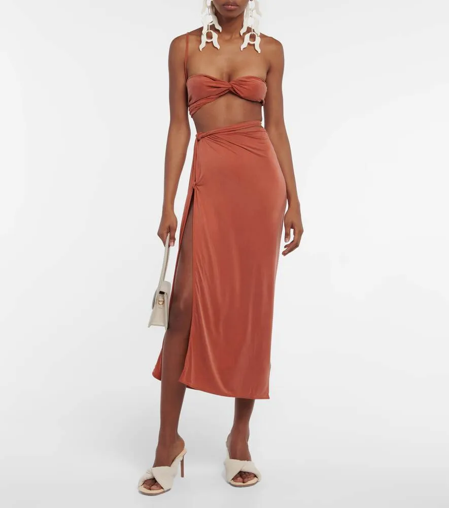 Jersey midi skirt La Jupe Espelho JACQUEMUS, red