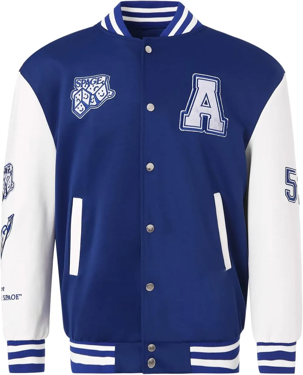 Mxiqqpltky Men's Vintage Varsity Jacket Casual Letter Print Patchwork Baseball Jacket Streetwear Letterman Jacket Bomber Coat