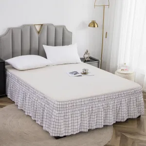 Plaid Bed Skirt - Ruffled Wrap Around - Elastic Band