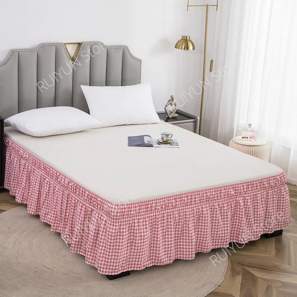 Plaid Bed Skirt - Ruffled Wrap Around - Elastic Band