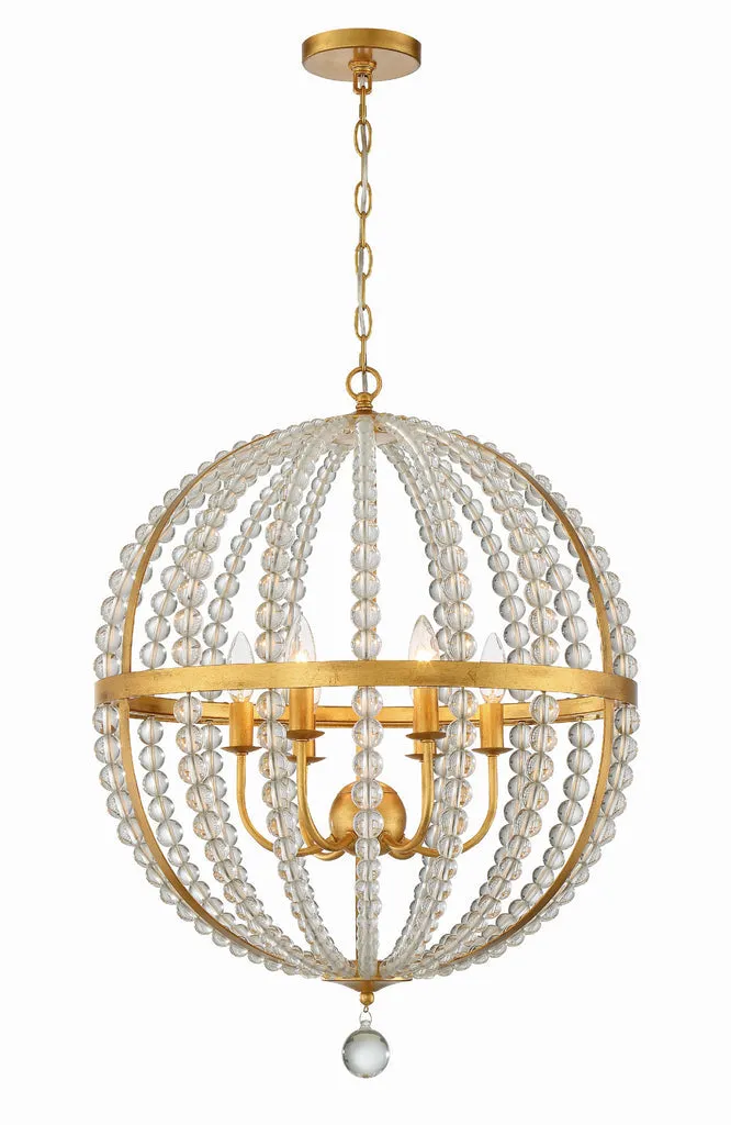 Roxy 6 Light Antique Gold Chandelier