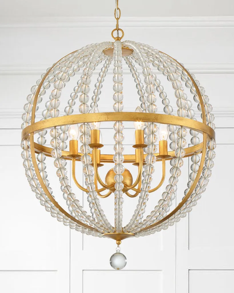 Roxy 6 Light Antique Gold Chandelier