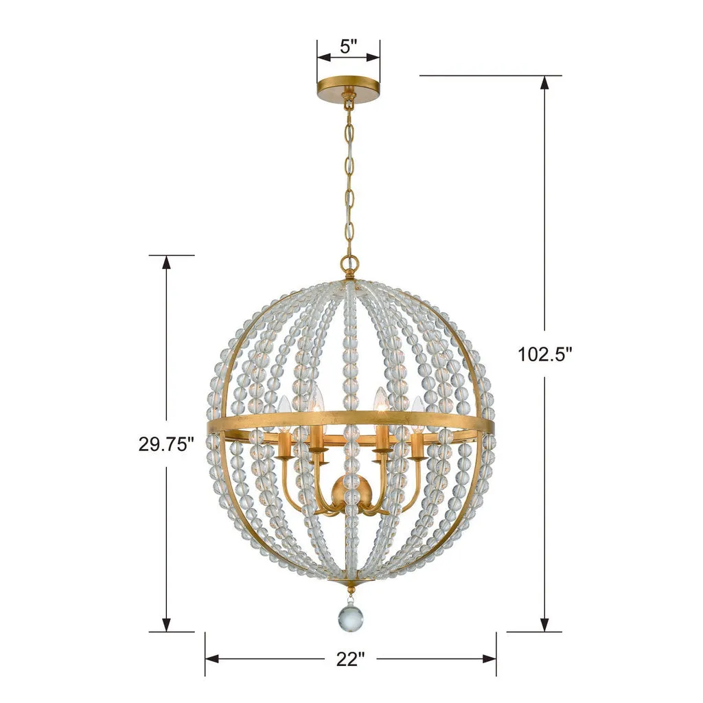 Roxy 6 Light Antique Gold Chandelier