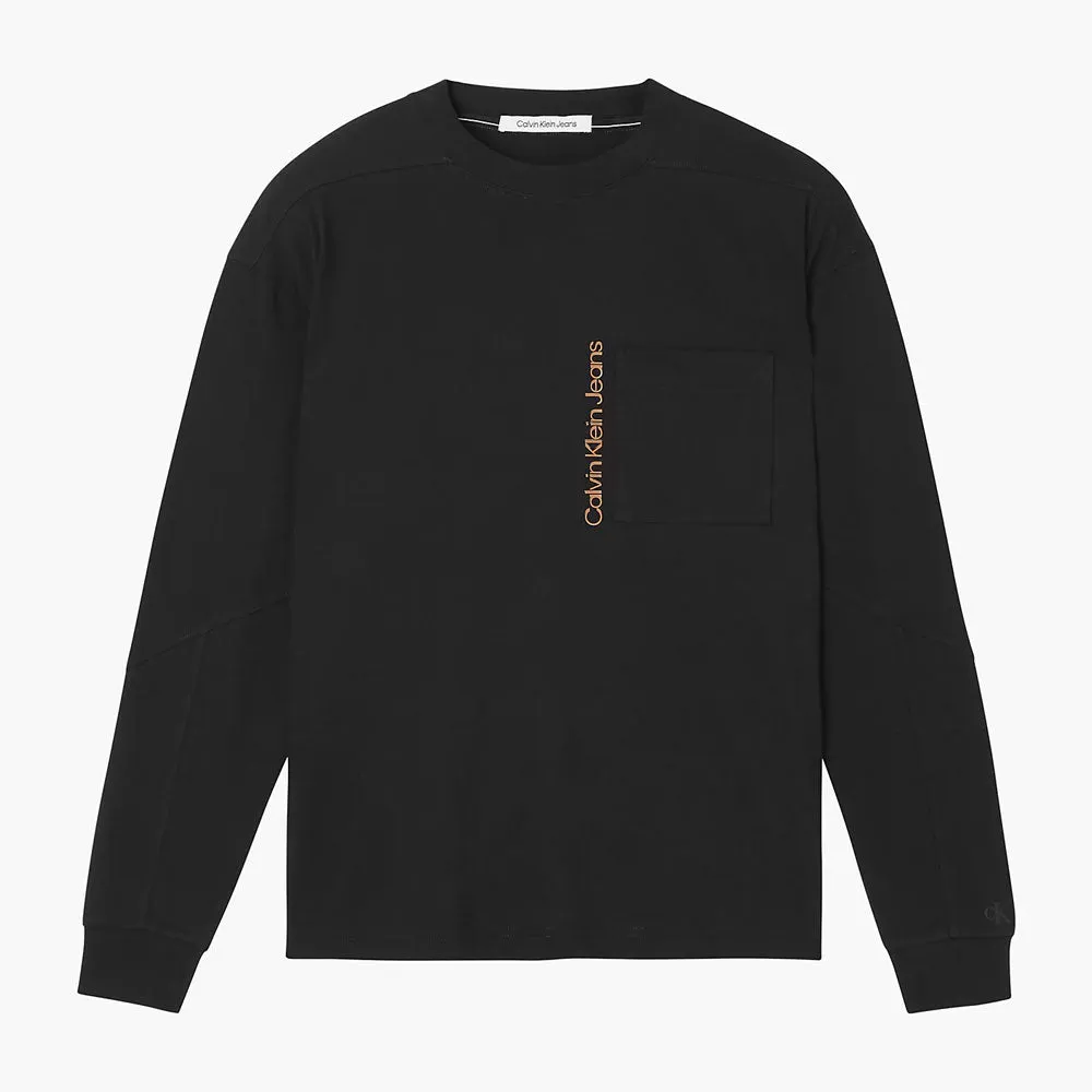 Seasonal Institutional Pocket Long Sleeve Cotton T-shirt -Black