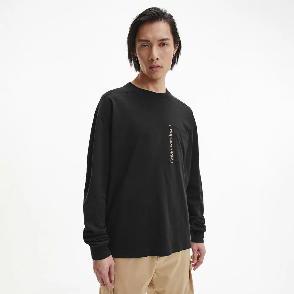 Seasonal Institutional Pocket Long Sleeve Cotton T-shirt -Black